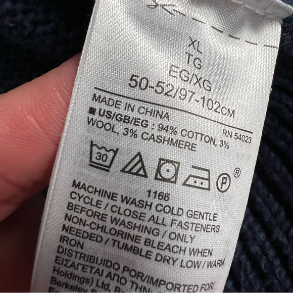 GAP 2016 Mens Geo Shape Cotton Blend Navy Shawl Collar Heavy Knit Cardigan - Picture 10 of 11